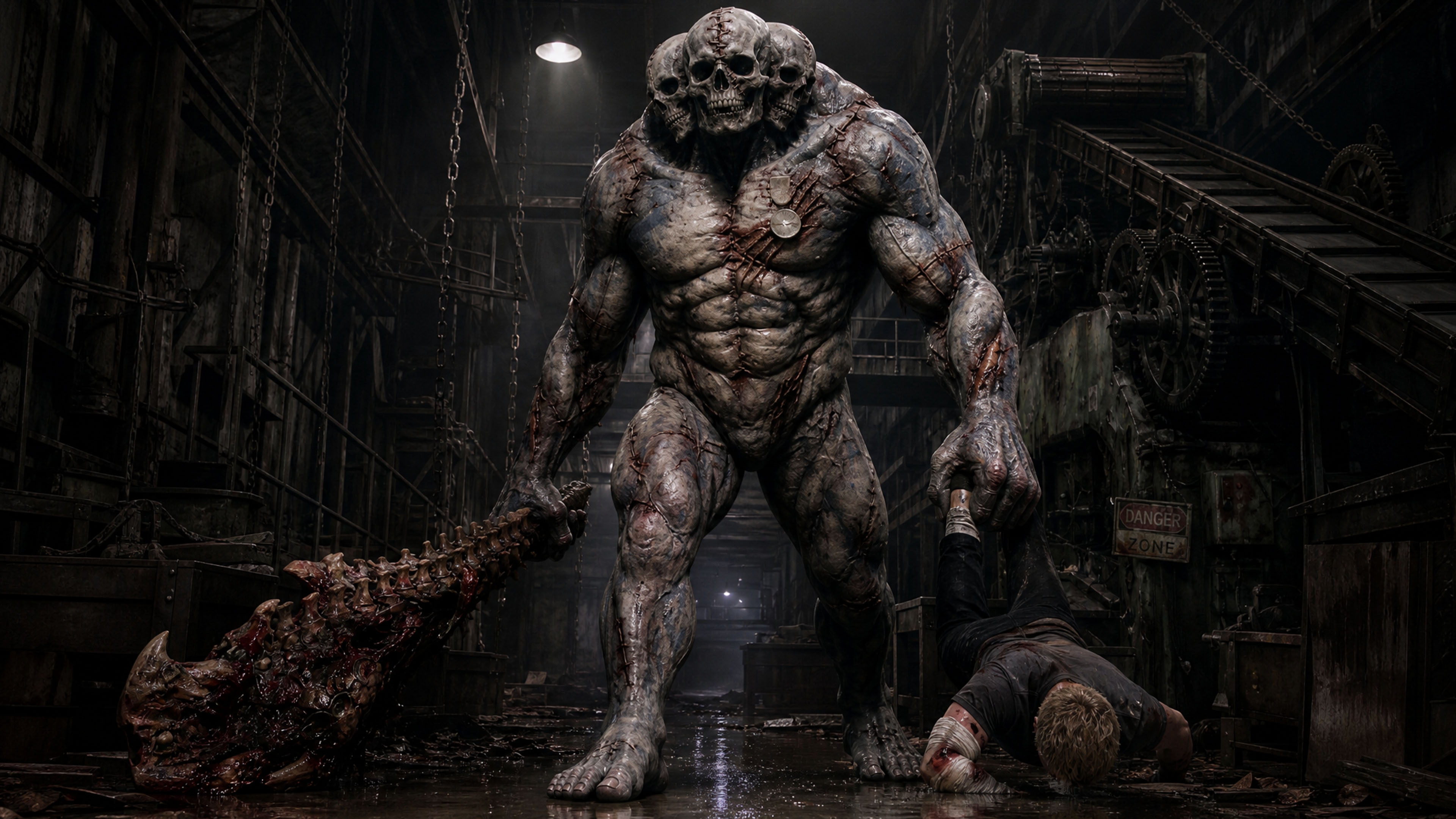 The father monster in the underground passage