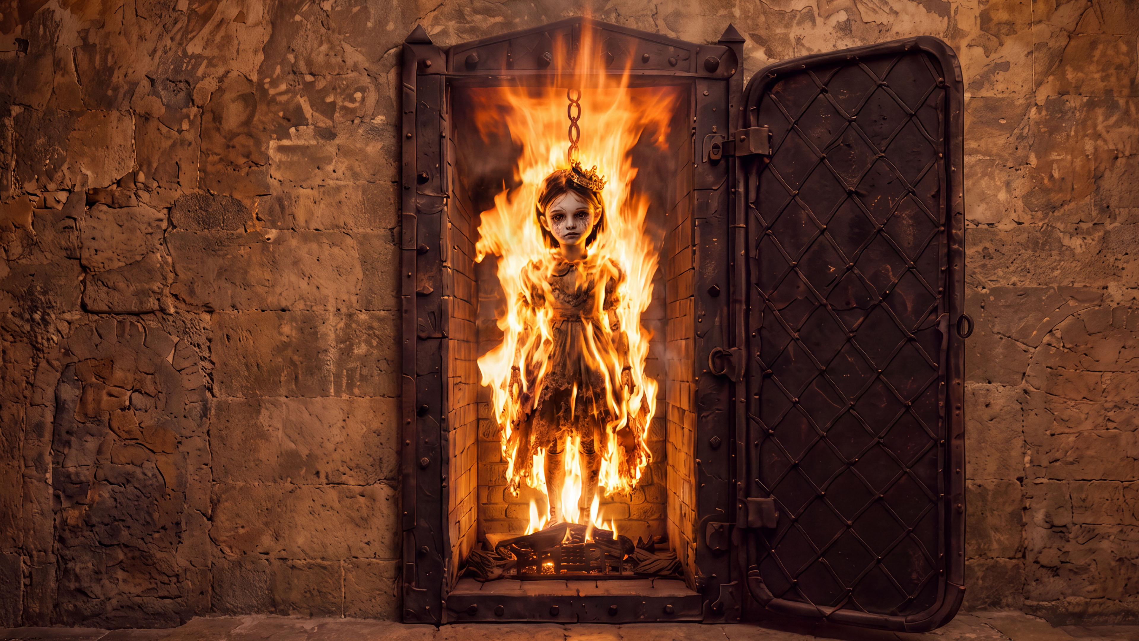 A child inside the flames