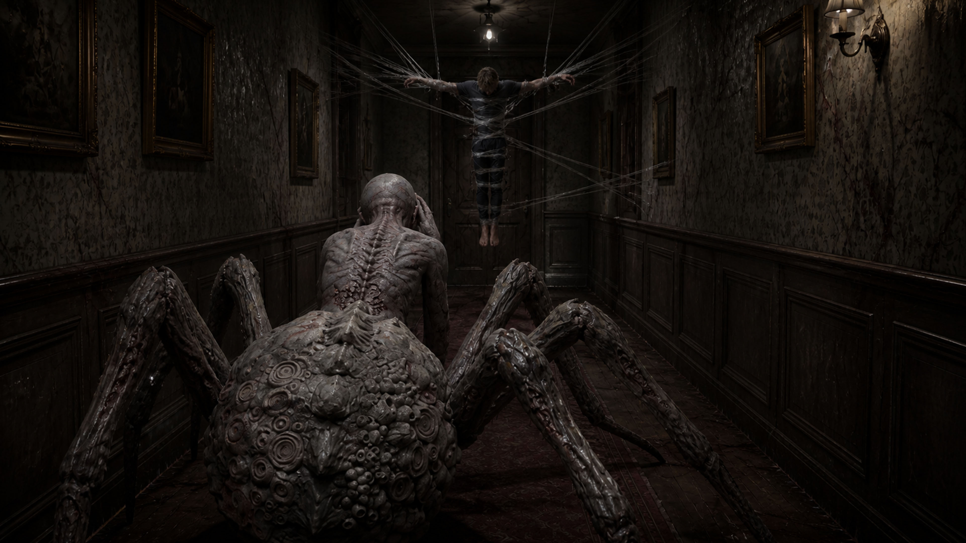 A spider creature and its captive